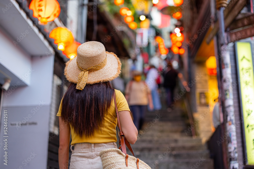 Travel woman visit Jiufen in New Taipei city of Taiwan Travel woman visit Jiufen in New Taipei city of Taiwan