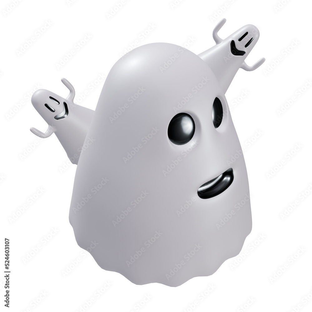Halloween smiley ghost, PNG 3d illustration Halloween smiley ghost, PNG 3d illustration