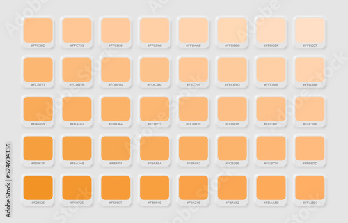 Orange colour style palette in RGB hex. Orange Colour Guide Palette Catalog Samples in RGB HEX.