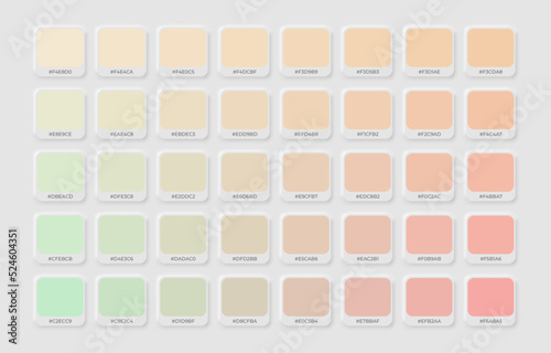 Modern Fresh Pastel colour Guide Catalog. Fresh style palette in RGB hex.