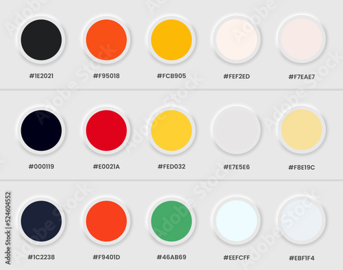 trendy colour Guide Catalog. Fresh style palette in RGB hex.