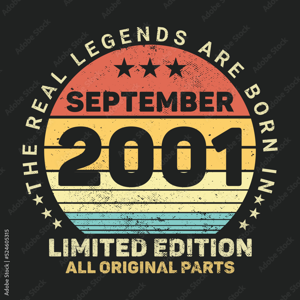 The Real Legends Are Born In September 2001, Birthday gifts for women or men, Vintage birthday shirts for wives or husbands, anniversary T-shirts for sisters or brother