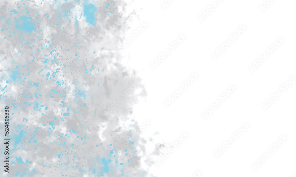 Fototapeta premium Modern Rough Vector Background. Old Paintend Wall Style Layout. Blank with the Effect of an Old Carelessly Painted Wall. No Text. Light Gray and Blue Stains with Blue Splashes on a White Background.
