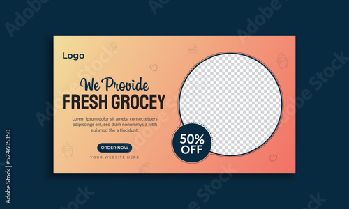 Fresh and healthy grocery web banner template