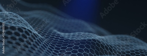 Technology Connect 3D Hexagon Background . Digital networking concept. 3D Render.
