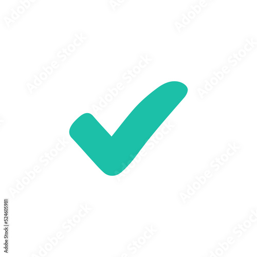 wrong check mark icon long shadow for validation isolated on a white background