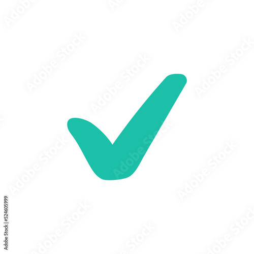wrong check mark icon long shadow for validation isolated on a white background