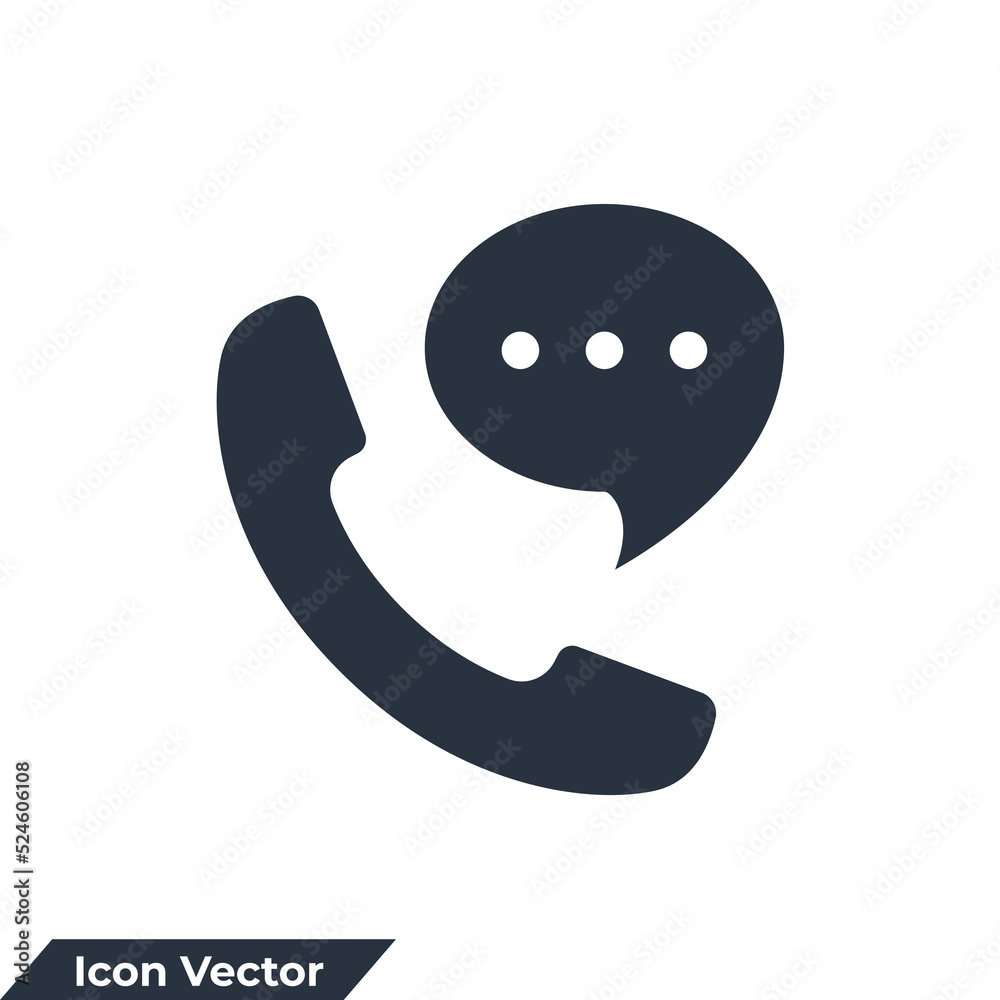 call icon logo vector illustration. Phone handset with speech bubble symbol template for graphic and web design collection