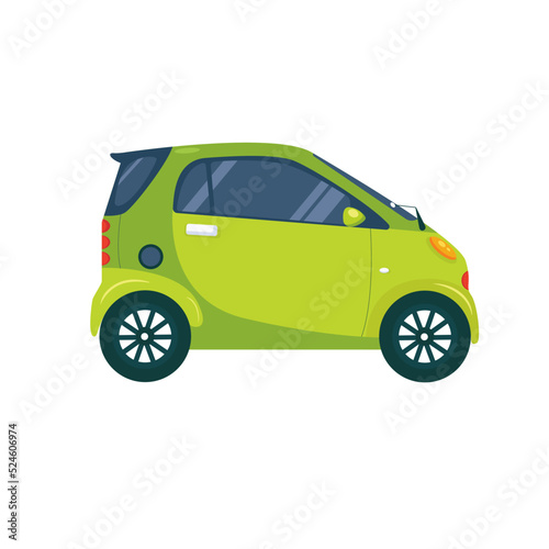 Green electric smart car. Vector illustration