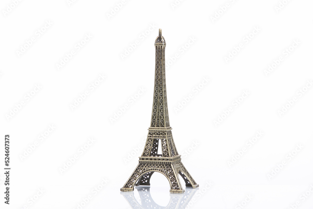 Eiffel tower miniature isolated on white background