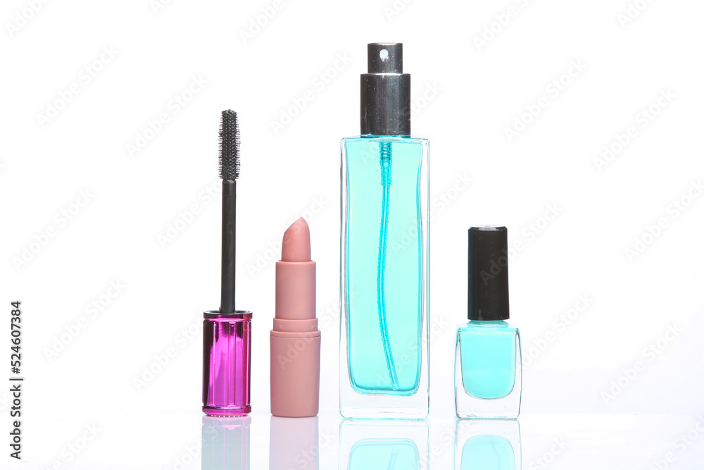 Cosmetic products isolated on white background Cosmetic products isolated on white background