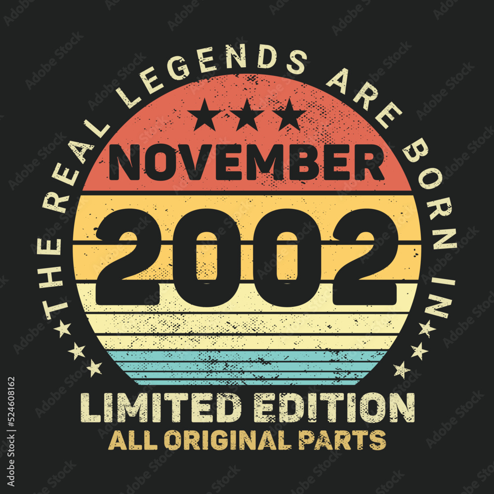 The Real Legends Are Born In November 2002, Birthday gifts for women or men, Vintage birthday shirts for wives or husbands, anniversary T-shirts for sisters or brother