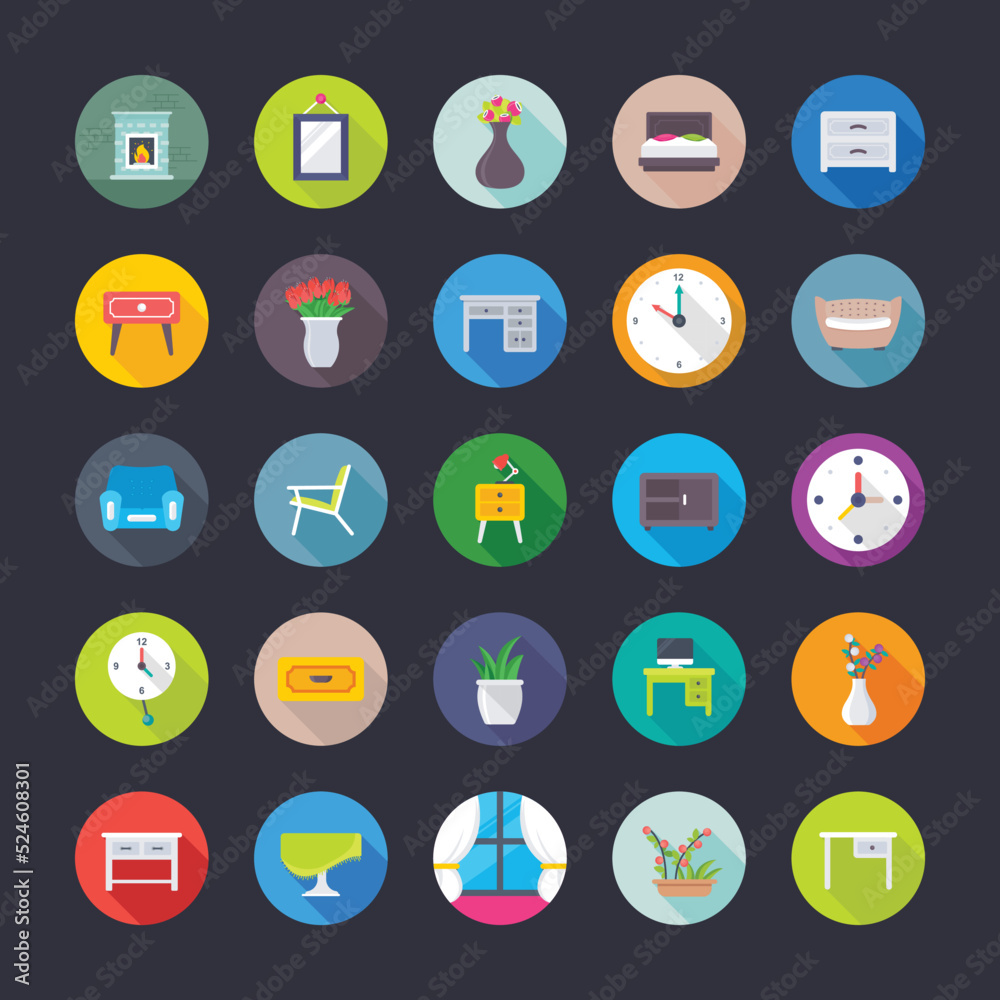 Furniture Flat Icons Set
Furniture Flat Icons Set