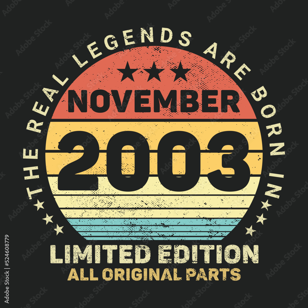 The Real Legends Are Born In November 2003, Birthday gifts for women or men, Vintage birthday shirts for wives or husbands, anniversary T-shirts for sisters or brother