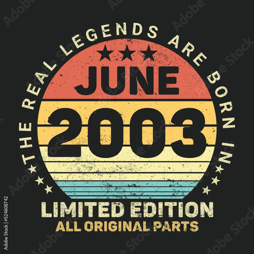 The Real Legends Are Born In June 2003, Birthday gifts for women or men, Vintage birthday shirts for wives or husbands, anniversary T-shirts for sisters or brother