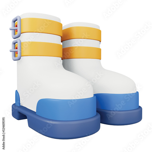 Space boots 3d rendering isometric icons.