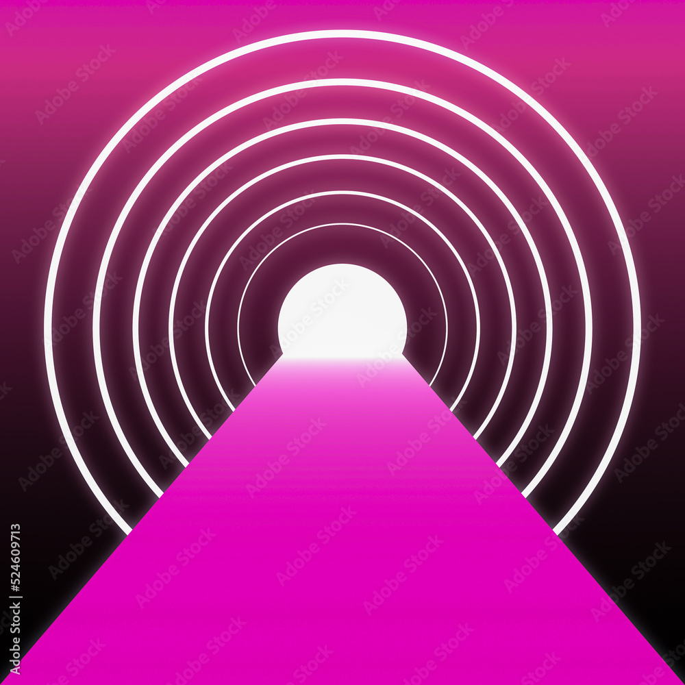 Pink and white round tunnel podium abstract background. Stock Photo ...