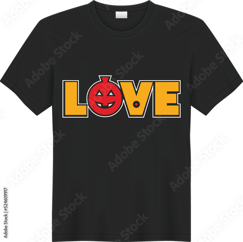 Halloween Love Typography T-Shirt Design photo