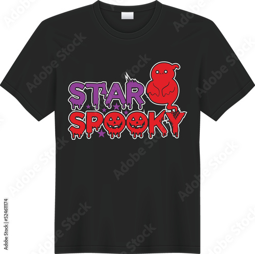 Halloween Star Spooky  Typography T-Shirt Design photo