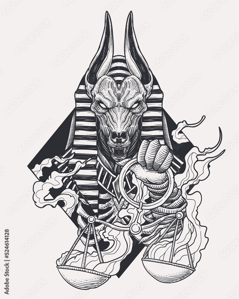 Ancient Egypt God of Anubis illustration
 - obrazy, fototapety, plakaty 