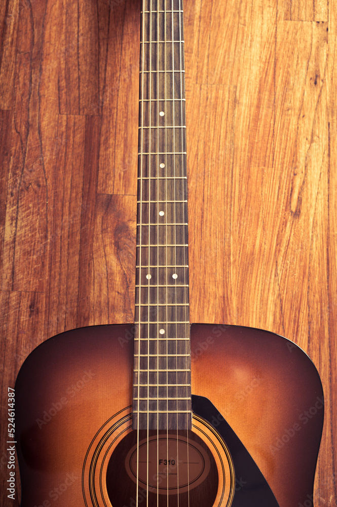 detail of a classic acoustic guitar