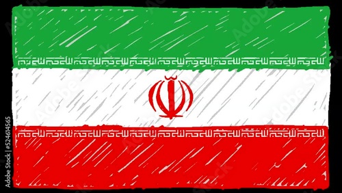 Iran National Country Flag Marker or Pencil Sketch Looping Animation Video