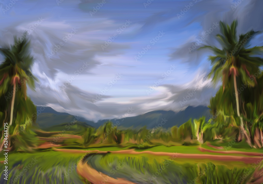 tropical landscape with palm trees tropical landscape with palm trees