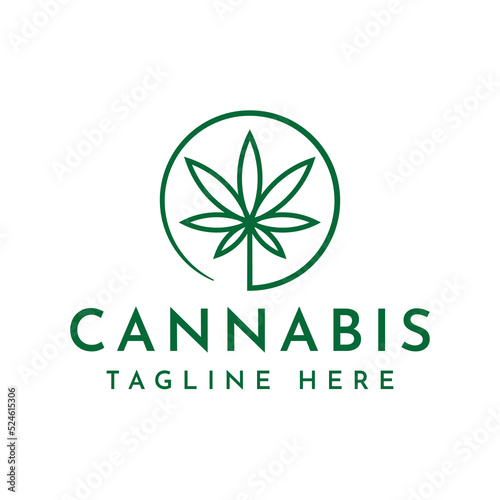 cannabis with circle logo design