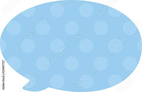 Cute pastel blue polka dot hand drawn speech bubble frame icon. Doodle illustration.