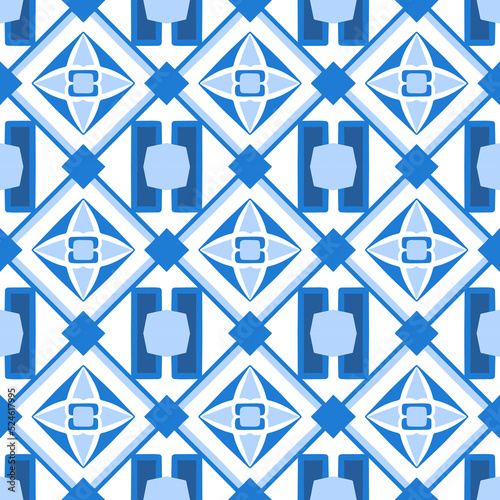 Abstract seamless background. Geometrical Pattern design in Aztec symbols, Ethnic Style. Blue embroidered, ideal for men shirt, male fashion, tote, bag, Wallpaper, backdrop.