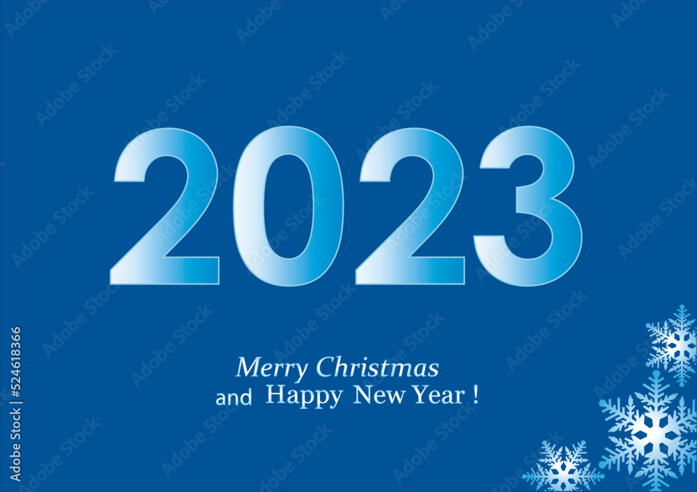 2023 Merry Christmas and Happy New Year background with snowflakes a mix of white and blue 2023 Merry Christmas and Happy New Year background with snowflakes a mix of white and blue