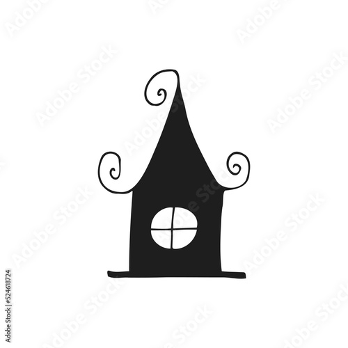 Halloween 2022 - October 31. A traditional holiday, the eve of All Saints Day, All Hallows Eve. Trick or treat. Vector illustration in hand-drawn doodle style. Beautiful holiday house.