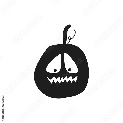 Halloween 2022 - October 31. A traditional holiday, the eve of All Saints Day, All Hallows Eve. Trick or treat. Vector illustration in hand-drawn doodle style. Pumpkin with its eyes and mouth cut out.