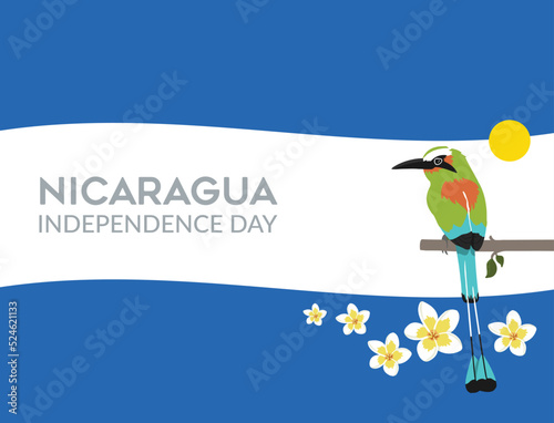 VECTORS. Editable banner for Nicaragua's Independence Day, patriotic, civic holiday, national bird, national symbols, national flower, nature, flag, tourism, travel