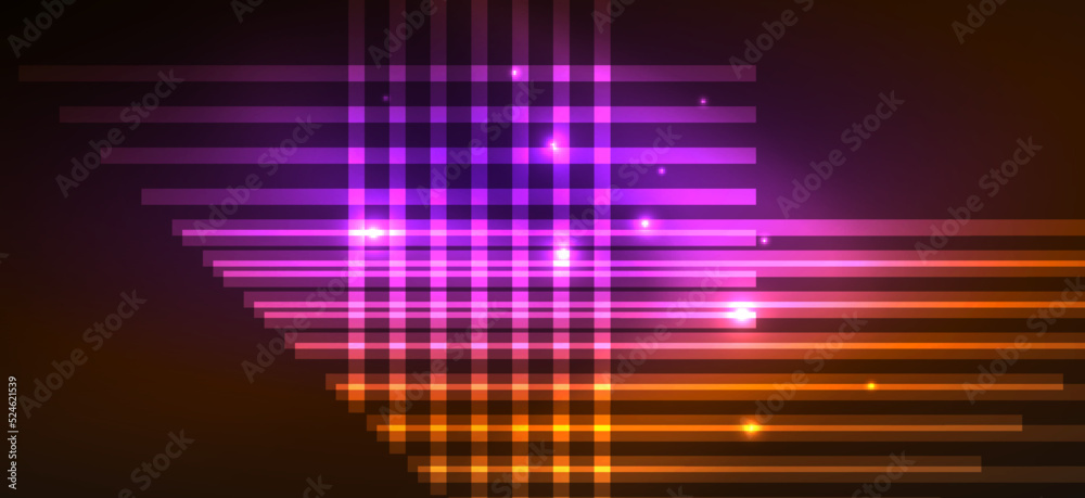Background wallpaper neon glowing lines and geometric shapes. Dark wallpaper for concept of AI technology, blockchain, communication, 5G, science, business and technology