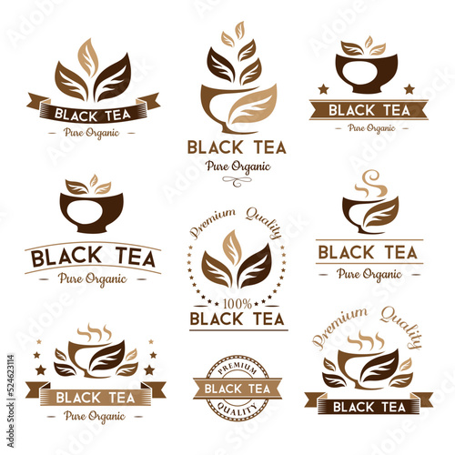 Tea. Black tea package elements.