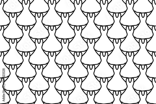 Seamless pattern completely filled with outlines of flared dress symbols. Elements are evenly spaced. Vector illustration on white background