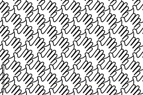 Seamless pattern completely filled with outlines of hands. Elements are evenly spaced. Vector illustration on white background