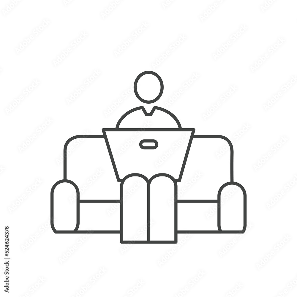 Working on laptop, remote worker, freelancer icons symbol vector elements for infographic web Working on laptop, remote worker, freelancer icons symbol vector elements for infographic web