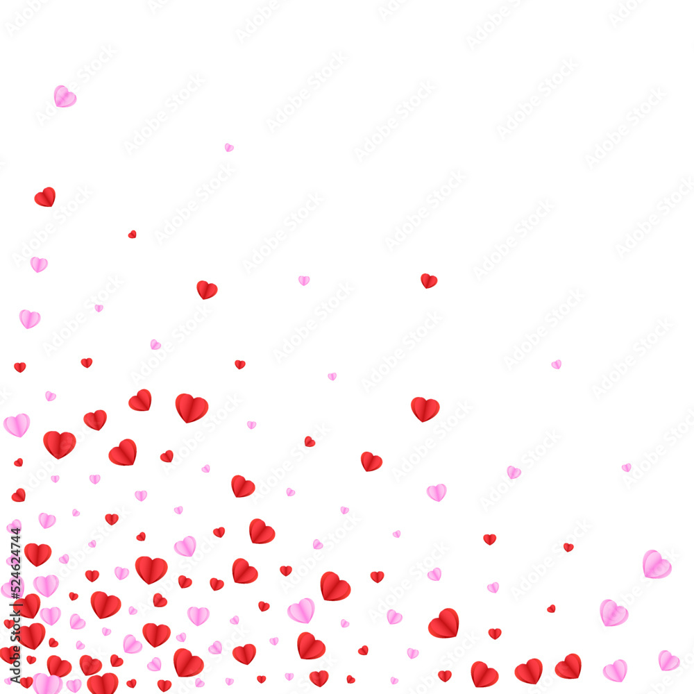 Violet Heart Background White Vector. Fall Frame Confetti. Red Paper Pattern. Pink Heart Valentine Texture. Fond Falling Backdrop.