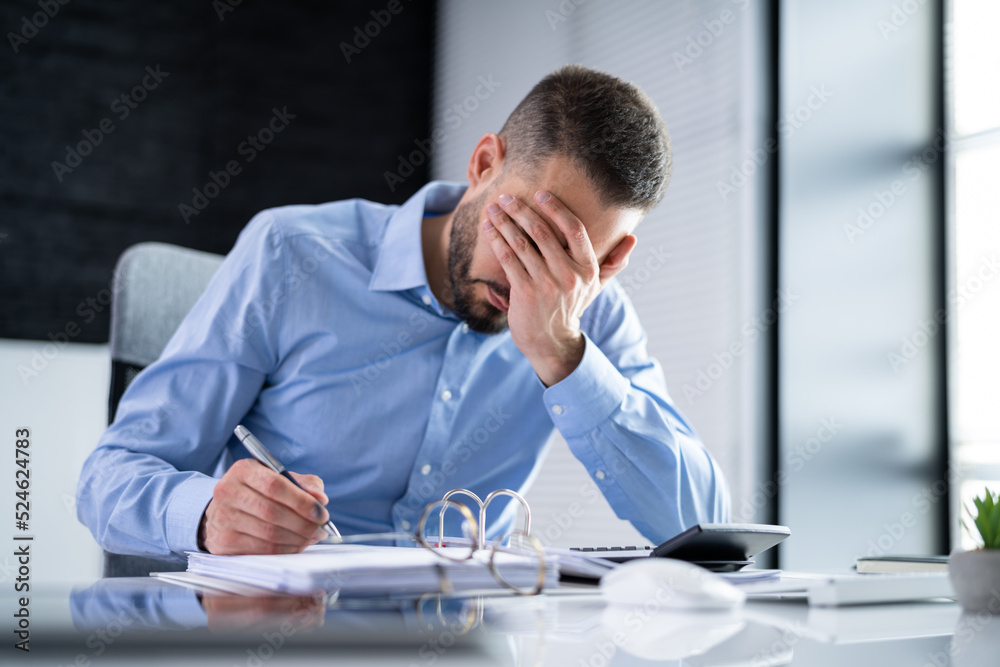 Stressed Tired Business Accountant Man Stressed Tired Business Accountant Man