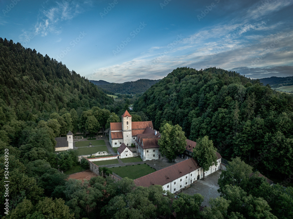 Aerial view of the Cerveny Klastor in Slovakia