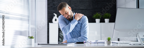 Fotografija Posture Fatigue Shoulder Pain. Mature Man