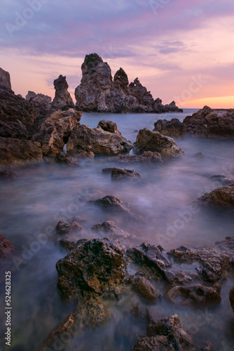 Seascape of picturesque rocks in the paradise island