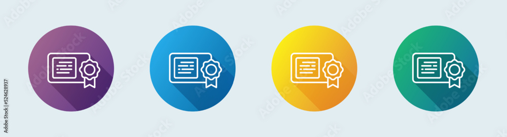 Certificate line icon in flat design style. Diploma signs vector illustration. Certificate line icon in flat design style. Diploma signs vector illustration.