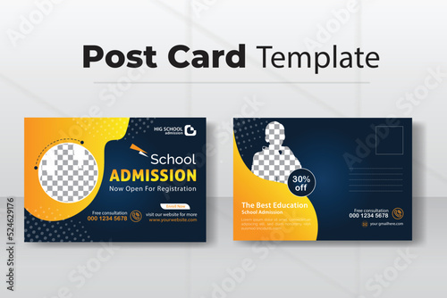 School Admission Postcard Design Template.