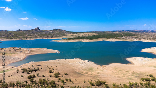 Aerial view from a dam in Alentejo Portugal, The Chanza River stock photo