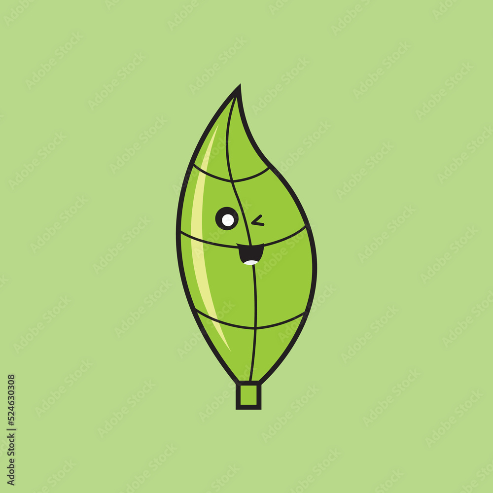 green leaf vector doodle kawaii concept. green leaf vector doodle kawaii concept.
