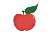 Illustration de Pomme rouge avec feuille verte, sans fond