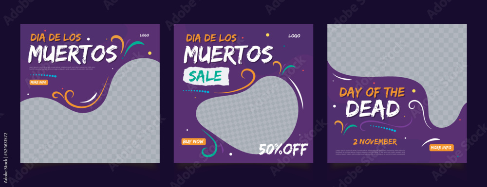 Flat hand drawn day of the dead template Flat hand drawn day of the dead template